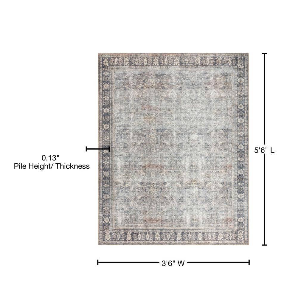 Loloi II Wynter WYN-07 Grey / Charcoal Oriental Area Rug 3'-6" x 5'-6"