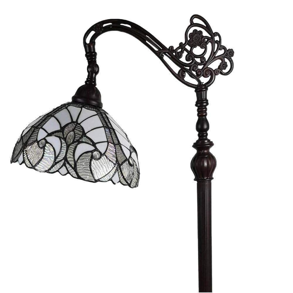Amora Lighting Tiffany Style White Reading Floor Lamp 62" High