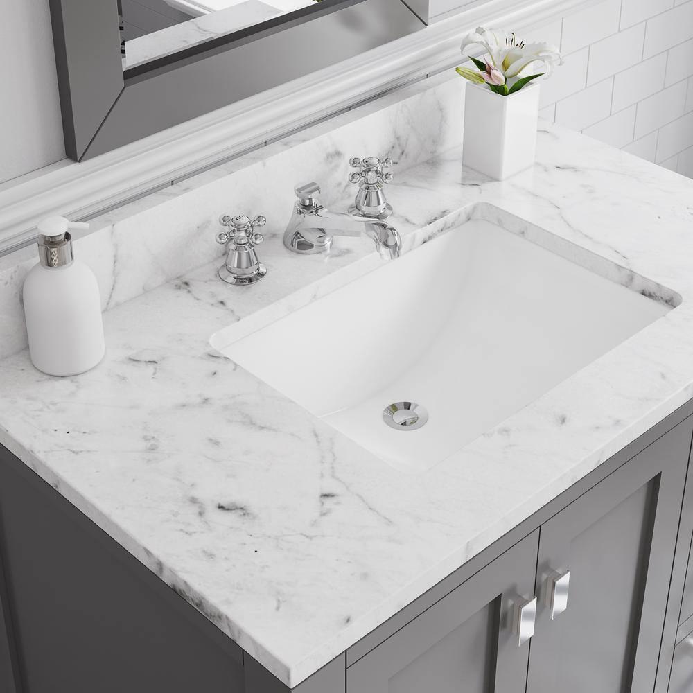 Madison 36 in. W x 21.5 in. D x 34 in. H Single Sink Bath Vanity in Cashmere Grey with Carrara White Marble Top