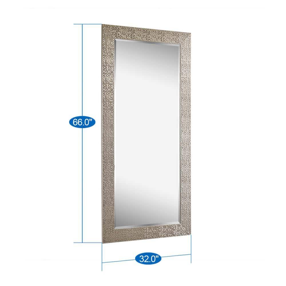 Floor Mirror, Full length Mirror, Mosaic Style Full Body Mirror for Home, Wall Mirror with Faux Wood Frame, 66"LX32"W Large Mirror for Bedroom by Naomi home - Champagne