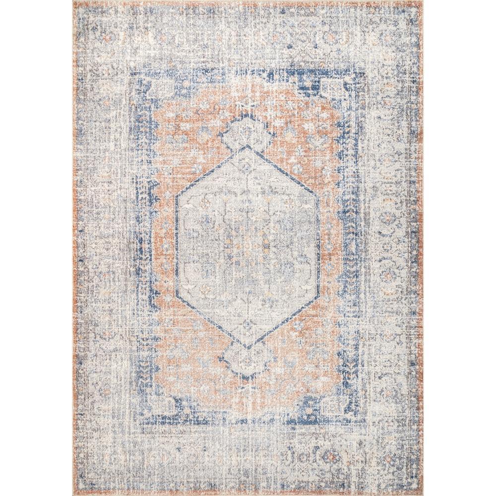 Nuloom Jacquie Pet Friendly Machine Washable Vintage Floral Area Rug, 8' x 10', Peach