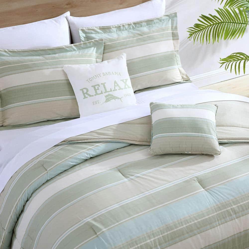 Tommy Bahama Home Tommy Bahama Serenity Green Cotton Reversible 5 Piece Comforter Set