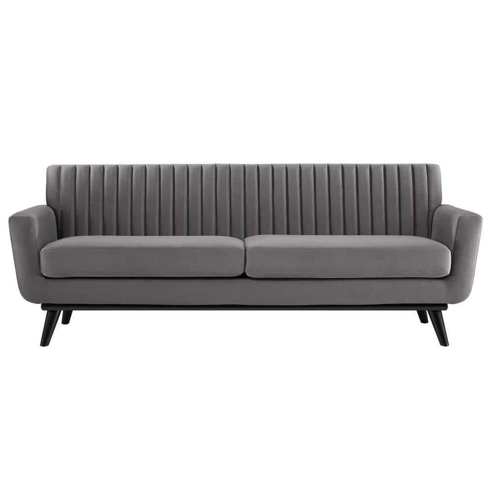 Engage Channel Tufted Performance Velvet Sofa Gray - Modway: Upholstered, Wood Frame, Foam Fill