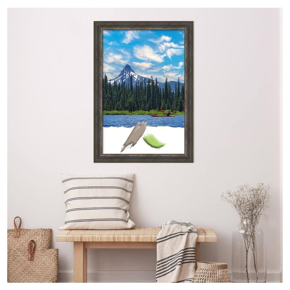 Amanti Art Alta Rustic Char Picture Frame Opening Size 24x36 in.