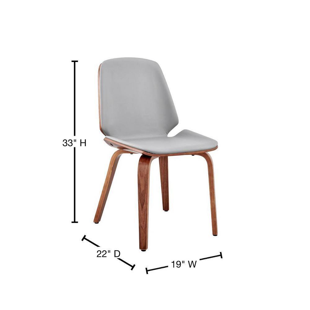 Brinley Gray Faux Leather and Walnut Wood Dining Room Accent Chair