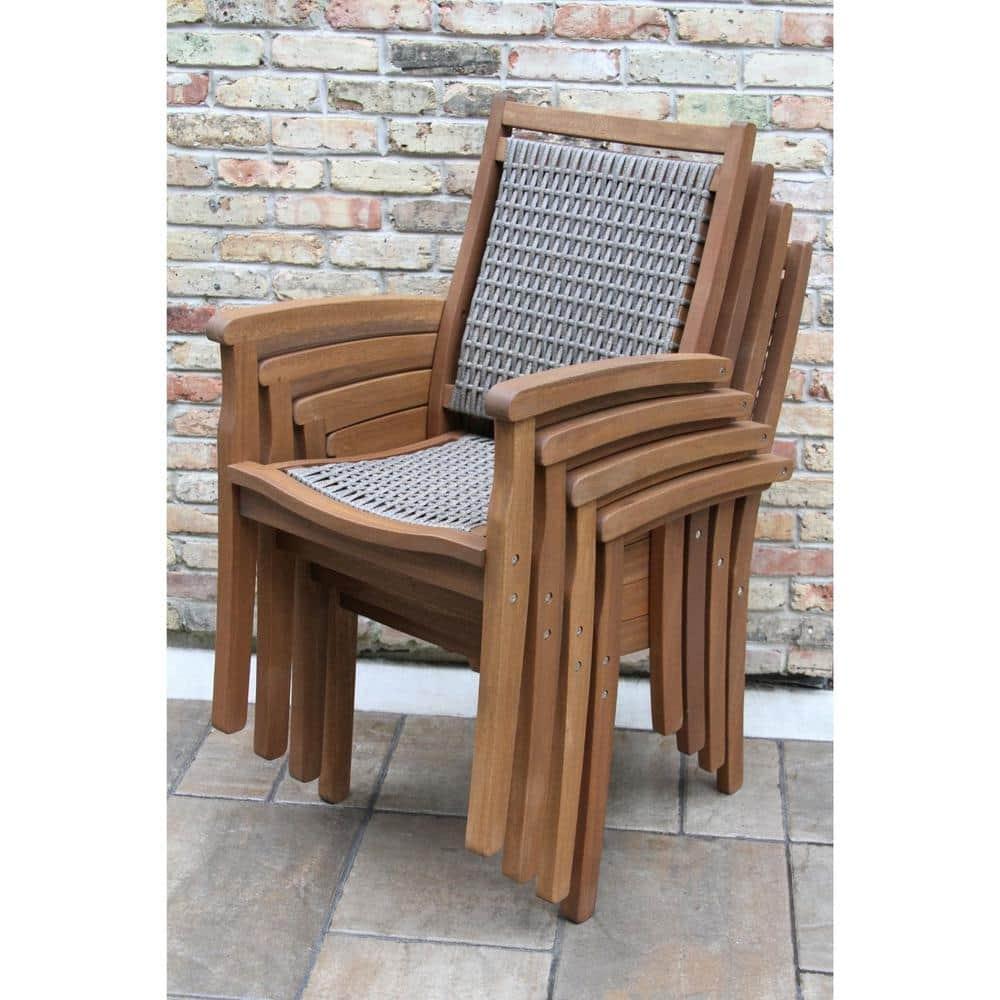 Havenside Home Eilaf Driftwood Grey Wicker & Eucalyptus Stacking Armchair - N/A
