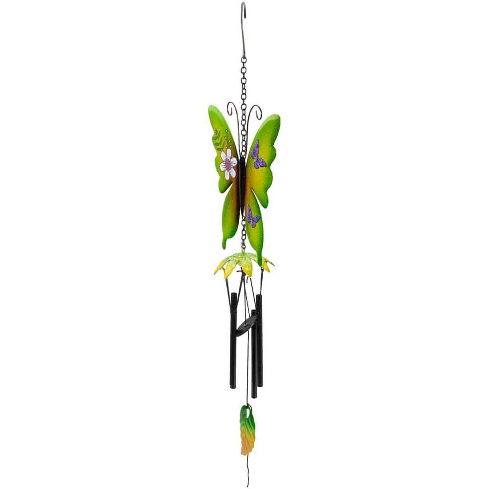 Northlight 15.75" Green Metal Butterfly Outdoor Garden Windchime