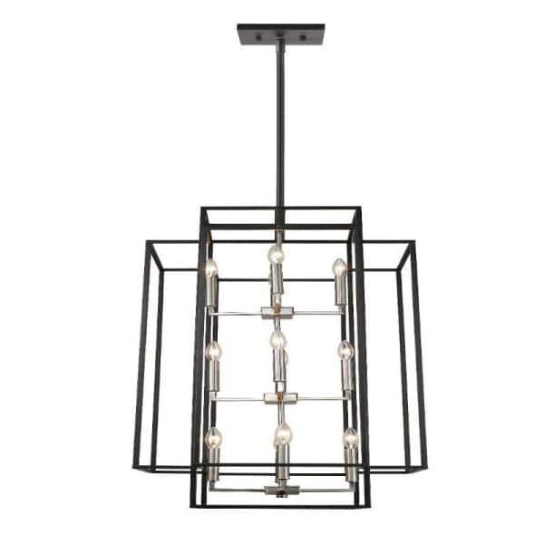 Z Lite 454-42BK-BN 42 x 20 in. 12 Light Pendant, Black & Brushed Nickel