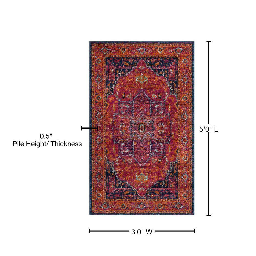SAFAVIEH Evoke Westley Traditional Floral Area Rug, Fuchsia/Orange, 3' x 5'