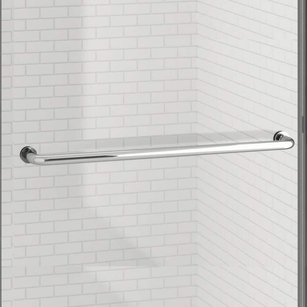 56" - 60" W 74” H Double Sliding Frameless Shower Door with Fixed Glass Panel