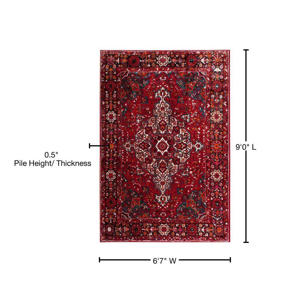 Vintage Hamadan VTH222 Power Loomed Indoor Area Rug - Red/Multi - 6'7"x9' - Safavieh