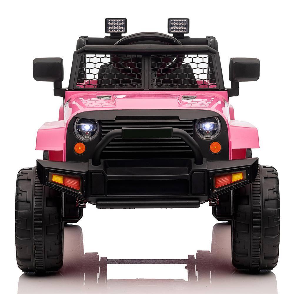CIPACHO 12V Kids Ride On Car Truck, Battery Powered Vehicle with Remote Control, LED Lights, MP3 Music, Toy Gift for Children, Pink