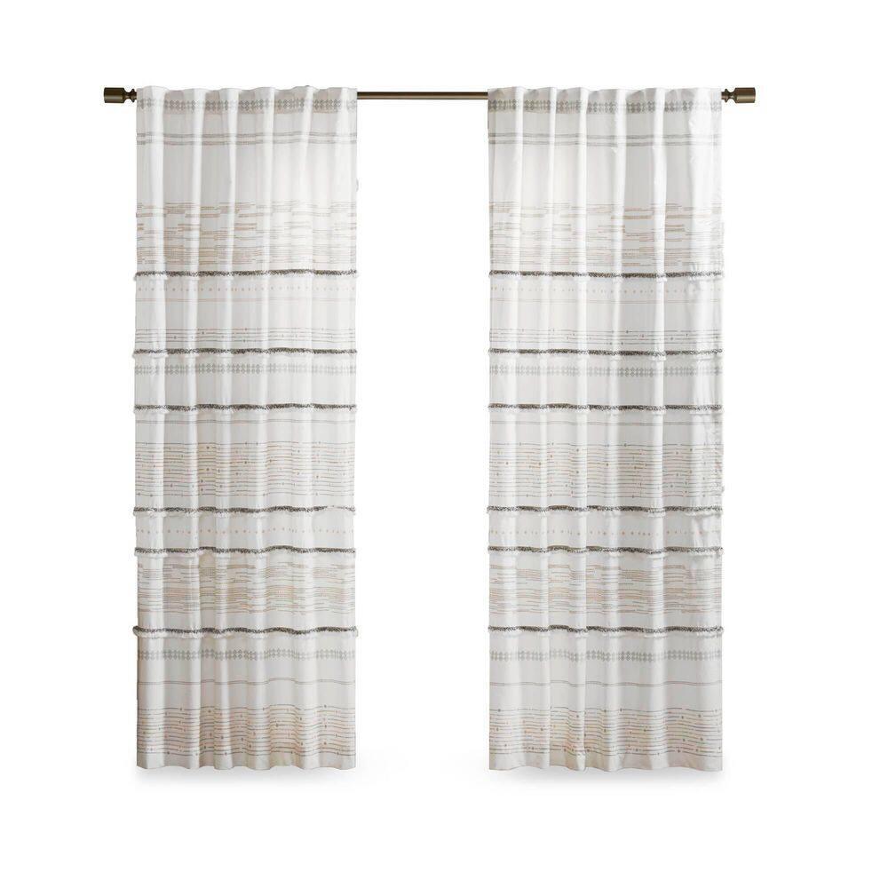 INK+IVY Nea 100% Cotton Printed Single Curtain Panel with Tassel Trim and Lining