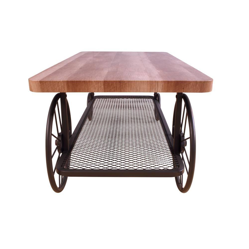 Modish Coffee Table Oak and Antique Gray - Saltoro Sherpi