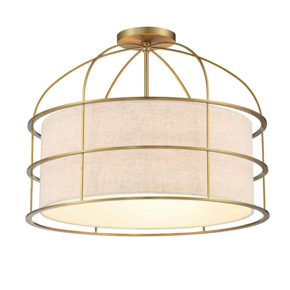 2155-695-Minka Lavery-Gateway Park - 5 Light Convertible Pendant-15 Inches Tall and 20 Inches Wide-Soft Brass Finish