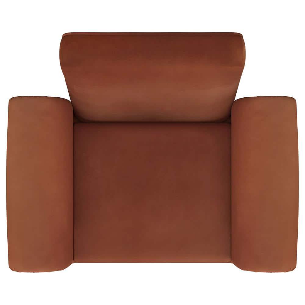 Coaster Liana Fabric Upholstered Roll Arm Accent Armchair in Rust Orange