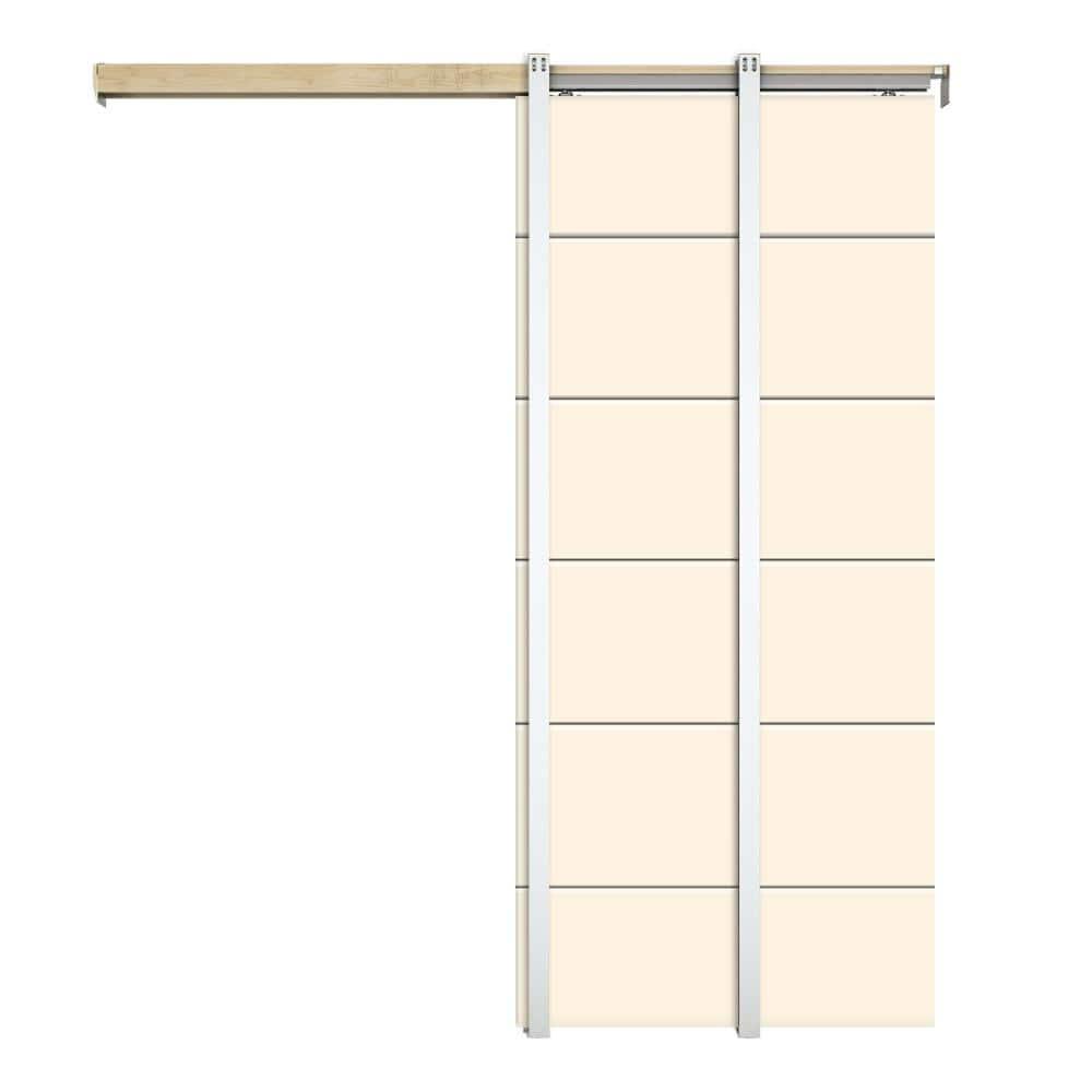 Calhome 80'' Hollow Paneled Painted Sliding Closet Doors