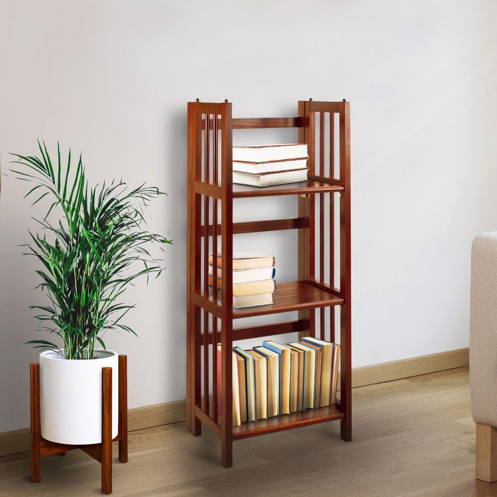 Casual Home 331-33 14 in. 3-Shelf Folding Bookcase, Walnut
