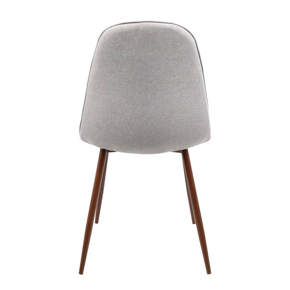 Set of 2 Pebble Mid-Century Modern Dining Accent Chairs Walnut/Light Gray: Upholstered Metal Frame - LumiSource