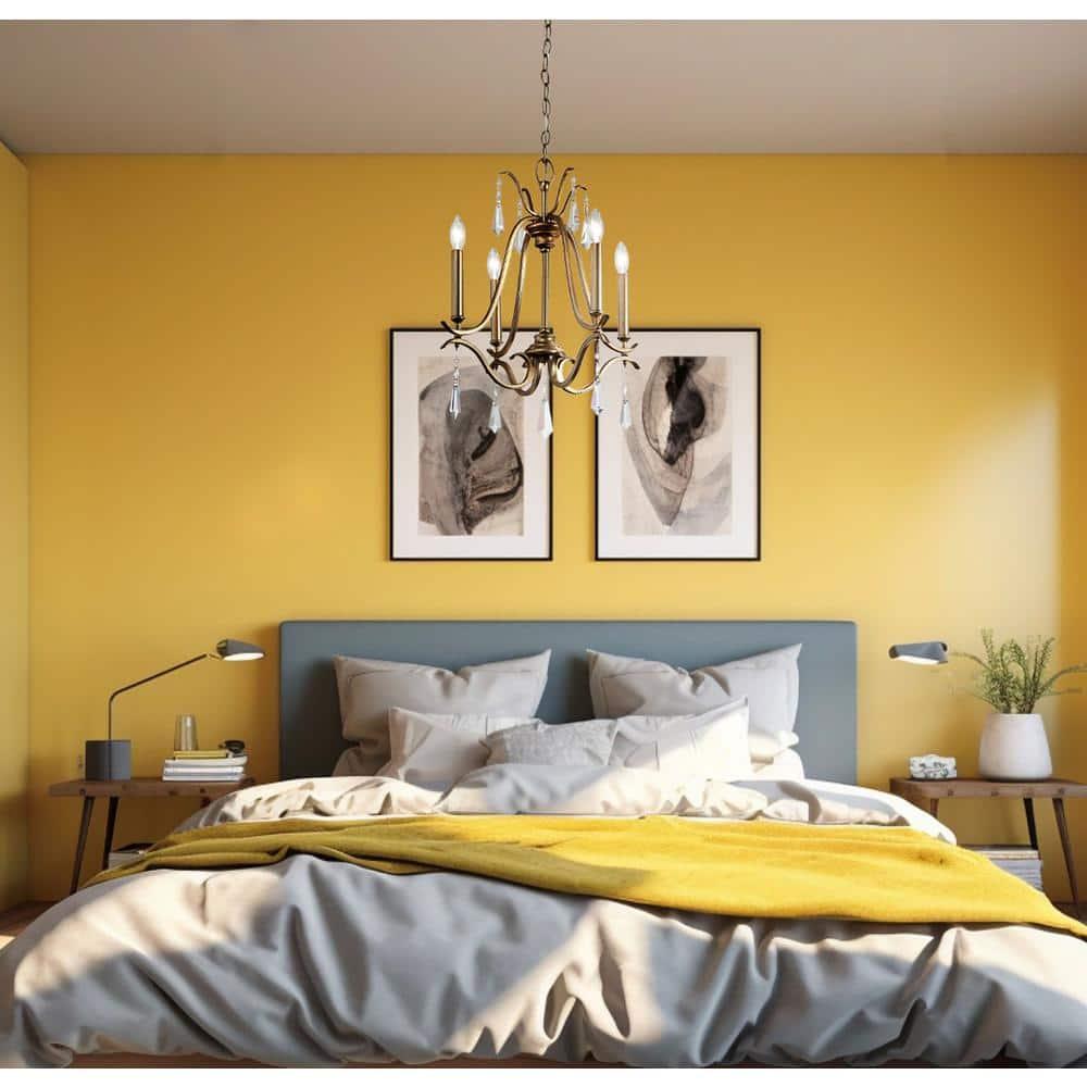 Minka Lavery Aged Brio Gold Pendant Chandelier 18" Wide French Clear Crystal 4-Light Fixture for Dining Room House Foyer Kitchen