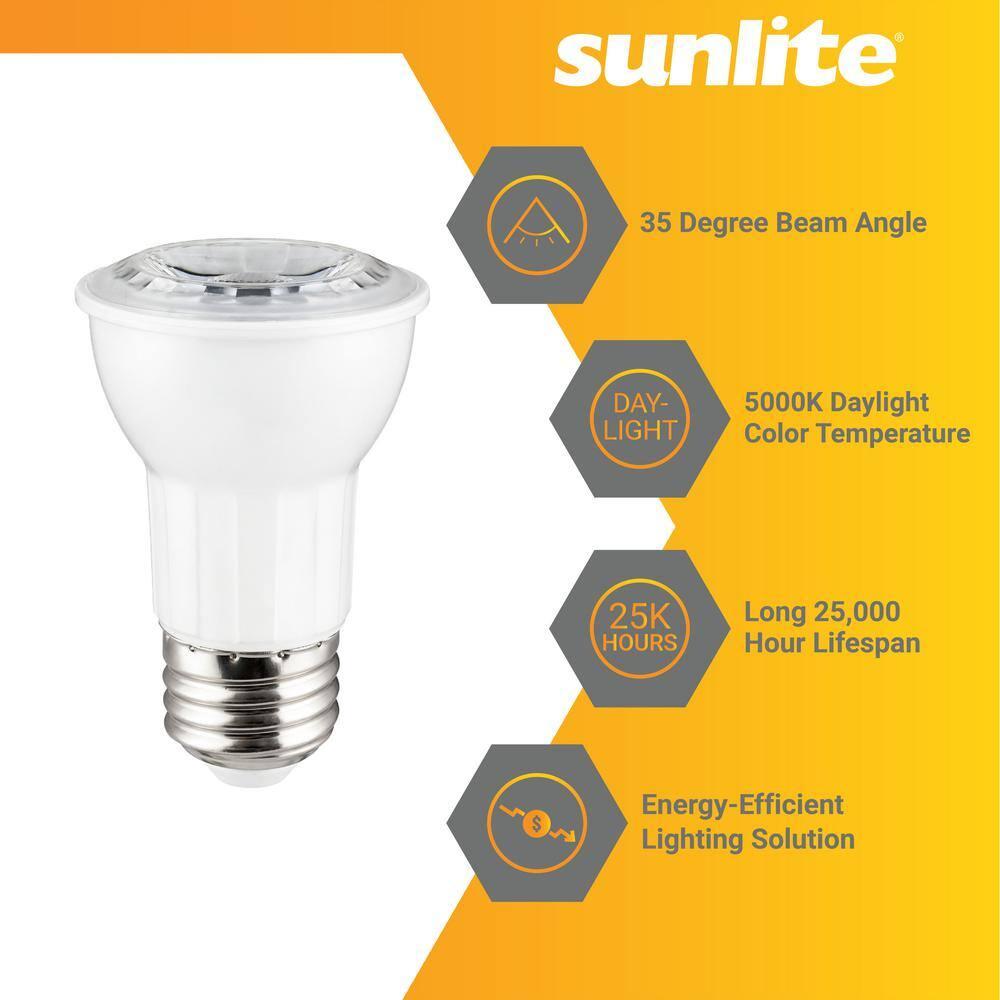 Sunlite LED PAR16 Reflector Light Bulb, 6 Watts (50W Equivalent), Medium E26 Base, Dimmable,ETL Listed, 5000K Daylight, 6-Pack
