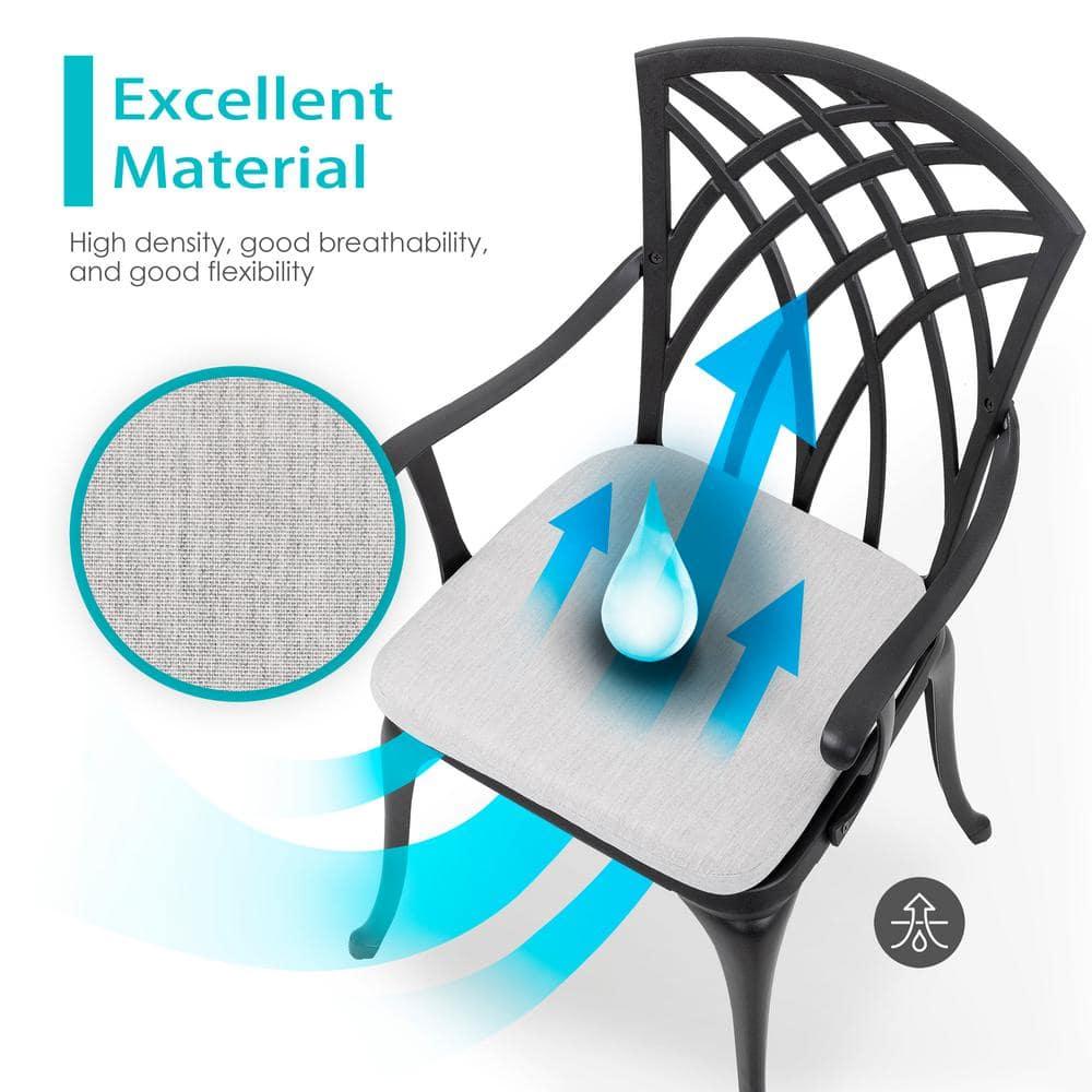 Black Cast Aluminum 3-Piece Bistro Set with Grey Cushions