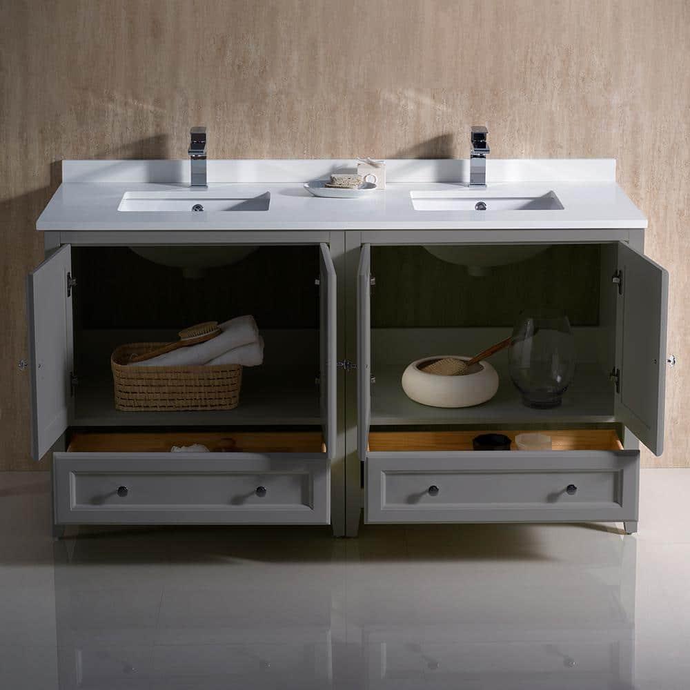 Oxford 60" Freestanding Double Sink Bathroom Vanity with Top and Sinks (Faucets Not Included)