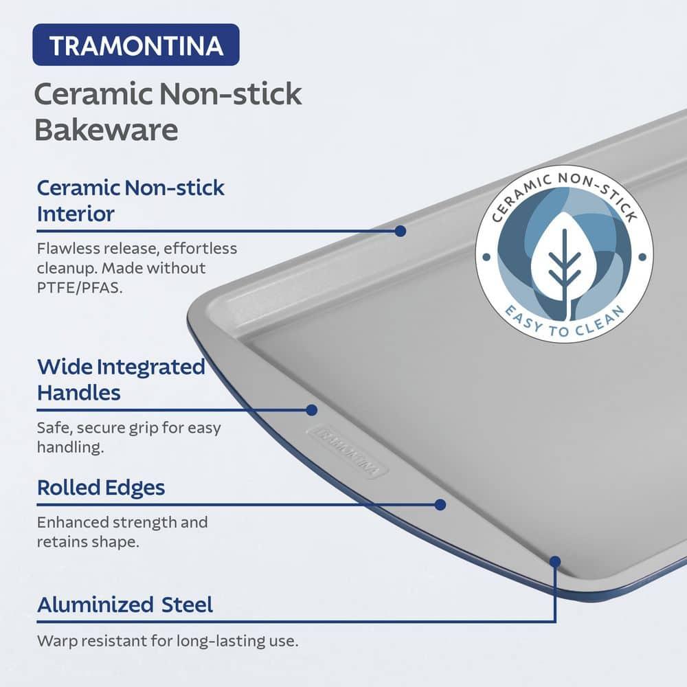 Tramontina Tramontina Rise 3-piece Ceramic Baking Pans Set, Non Stick Cookie Sheets For Baking With Cooling Rack – Pfas-free, Aluminized Steel, Dishwasher-safe