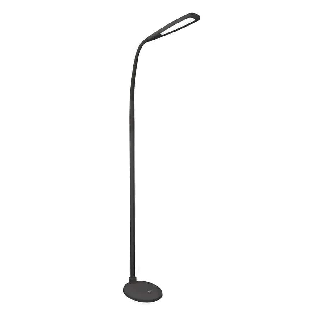 Ott-Lite OttLite Felix Adjustable Height LED Gooseneck Task Floor Lamp in Black
