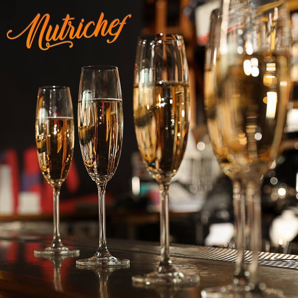NutriChef 2 Pcs. of Crystal Champagne Flutes - Ultra Clear, Elegant Champagne Glasses, Hand Blown