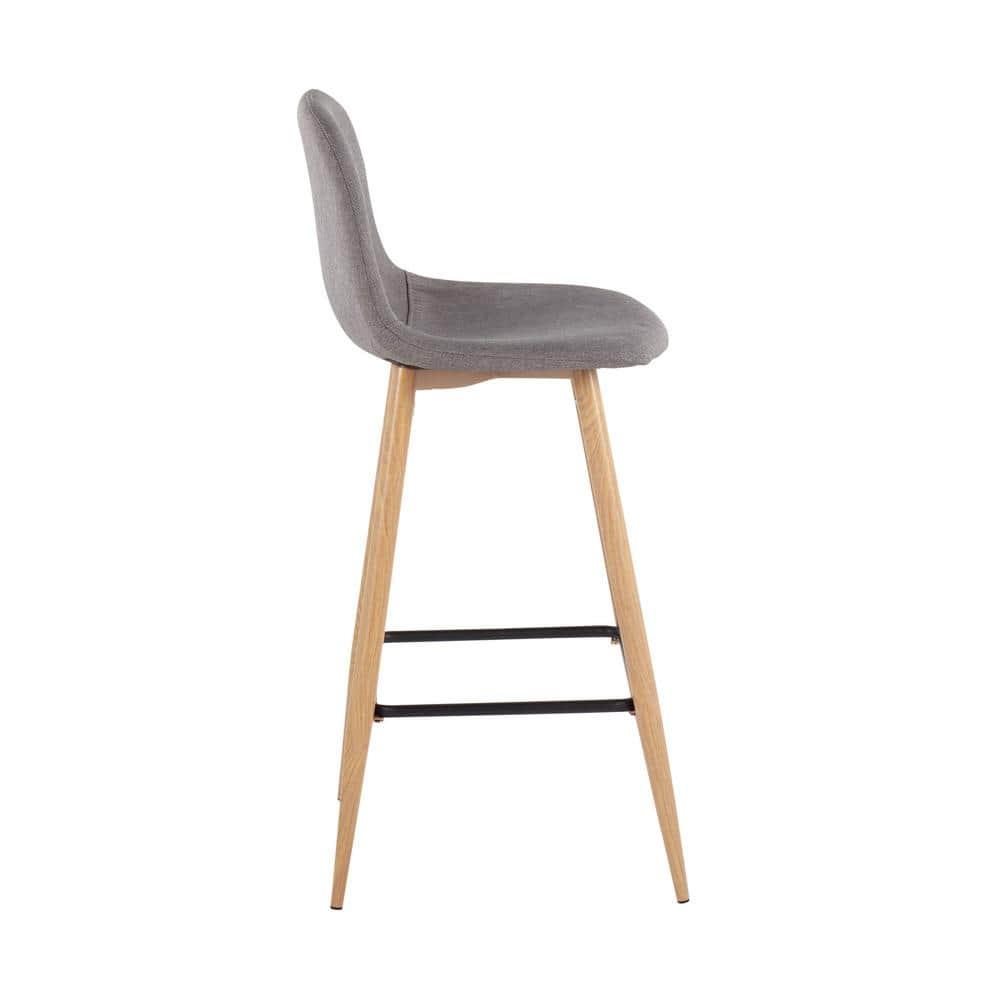 Set of 2 Pebble Metal Polyester Barstools Natural/Charcoal - LumiSource: Steel Frame, Tapered Legs, Comfy Seat