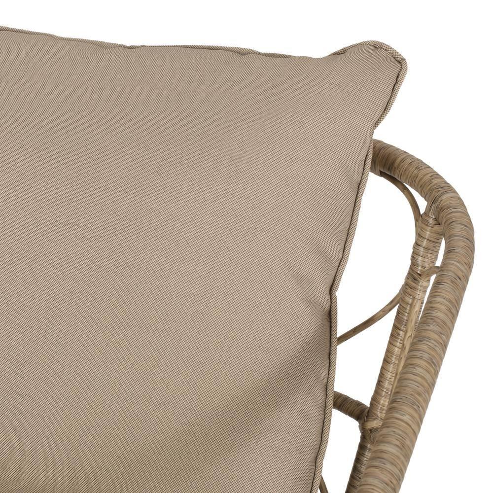 Montserrat Wicker Outdoor Loveseat with Cushions, Light Brown and Beige