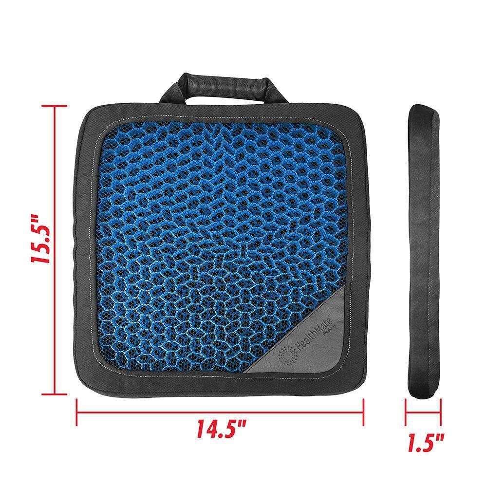 HEALTHMATE Comfy Gel Cushion Gel Seat Cushion for Long Sitting for Back, Sciatica and Tailbone Pain Relief, for Office Chair, Car, Wheelchair, Long Trips (Square)