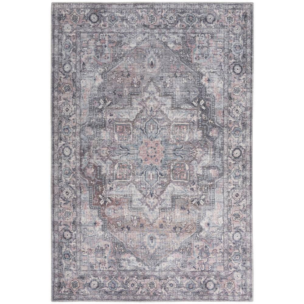 Nourison New Concept Washables Back to College 4' x 6' Grey Vintage Indoor Non-Slip Flatweave Rug