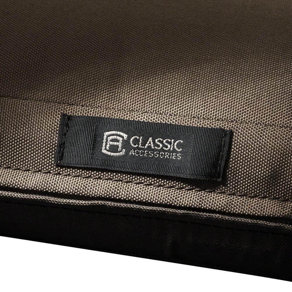Classic Accessories Ravenna® Square Patio Seat Cushion Slip Cover & Foam - Durable Outdoor Cushion, Dark Taupe, 19"W x 19"D x 3"Thick
