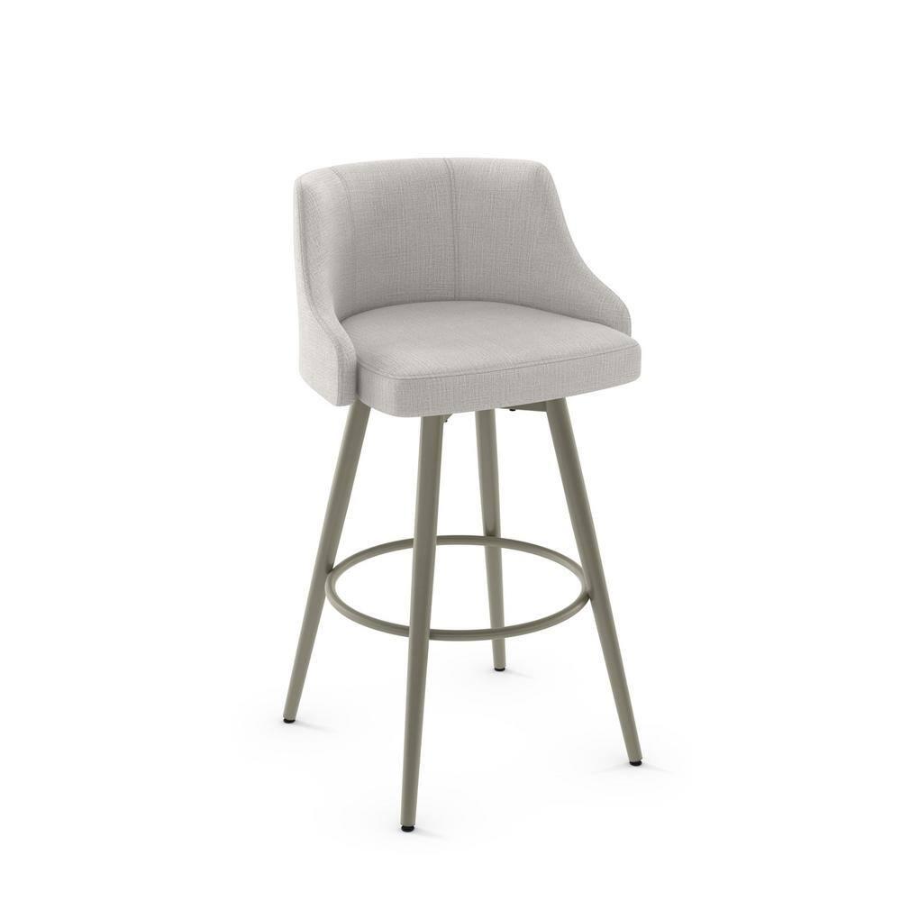 Amisco Duncan 26 In. Swivel Counter Stool - Pale Grey Beige Polyester / Grey Metal