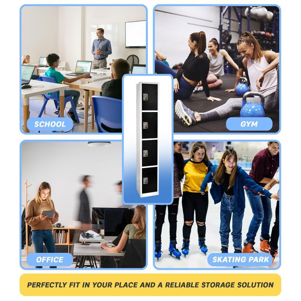 AdirOffice 12'' Wide Steel 4-Tier School and Gym Locker