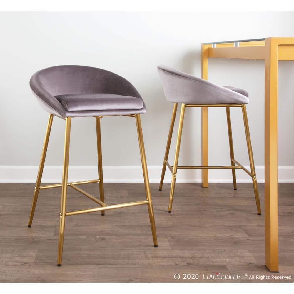 Wenty Glam Upholstered Counter Stool with Metal Frame (Set of 2)