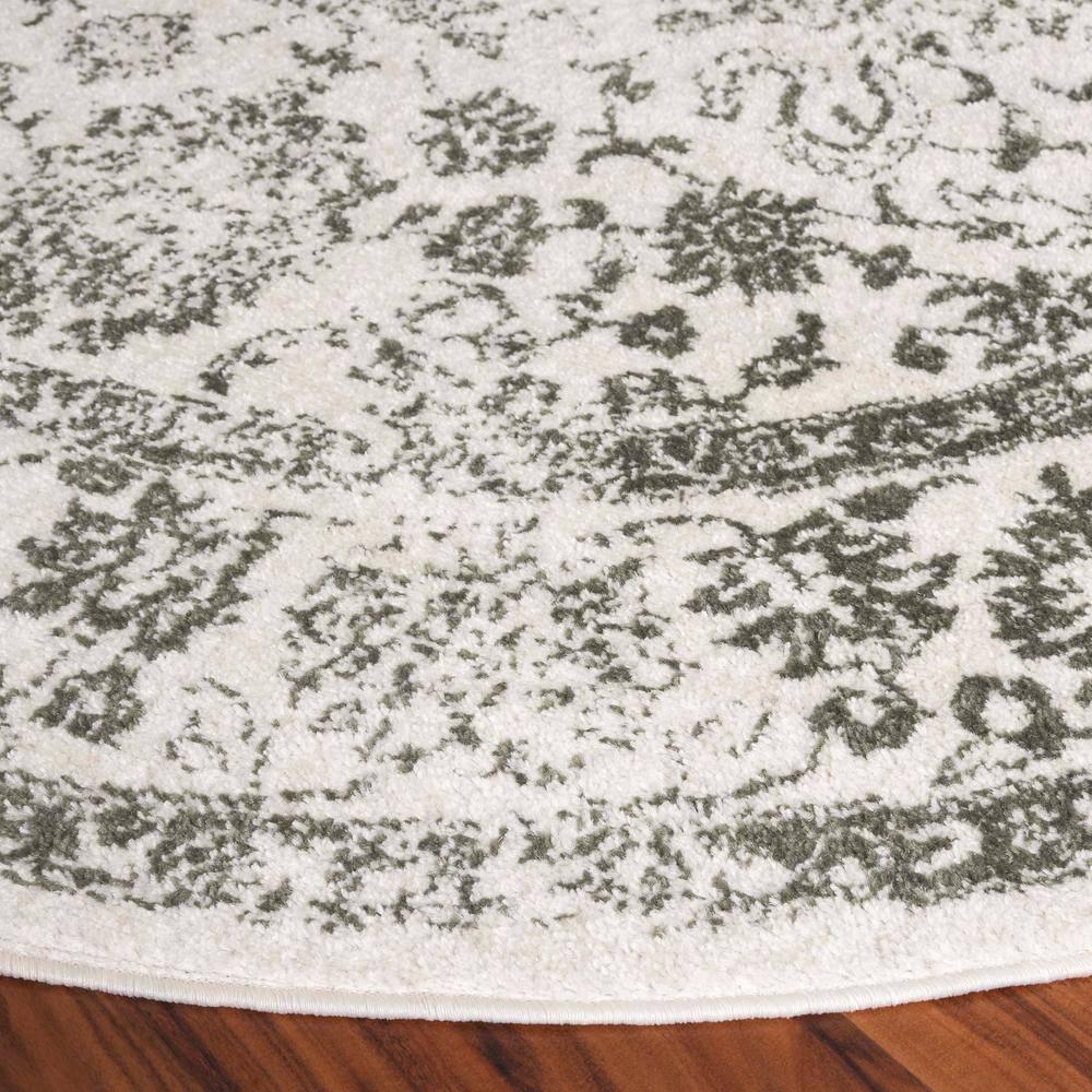 SAFAVIEH Adirondack Wyatt Distressed Area Rug, Ivory/Dark Green, 6' x 6' Round