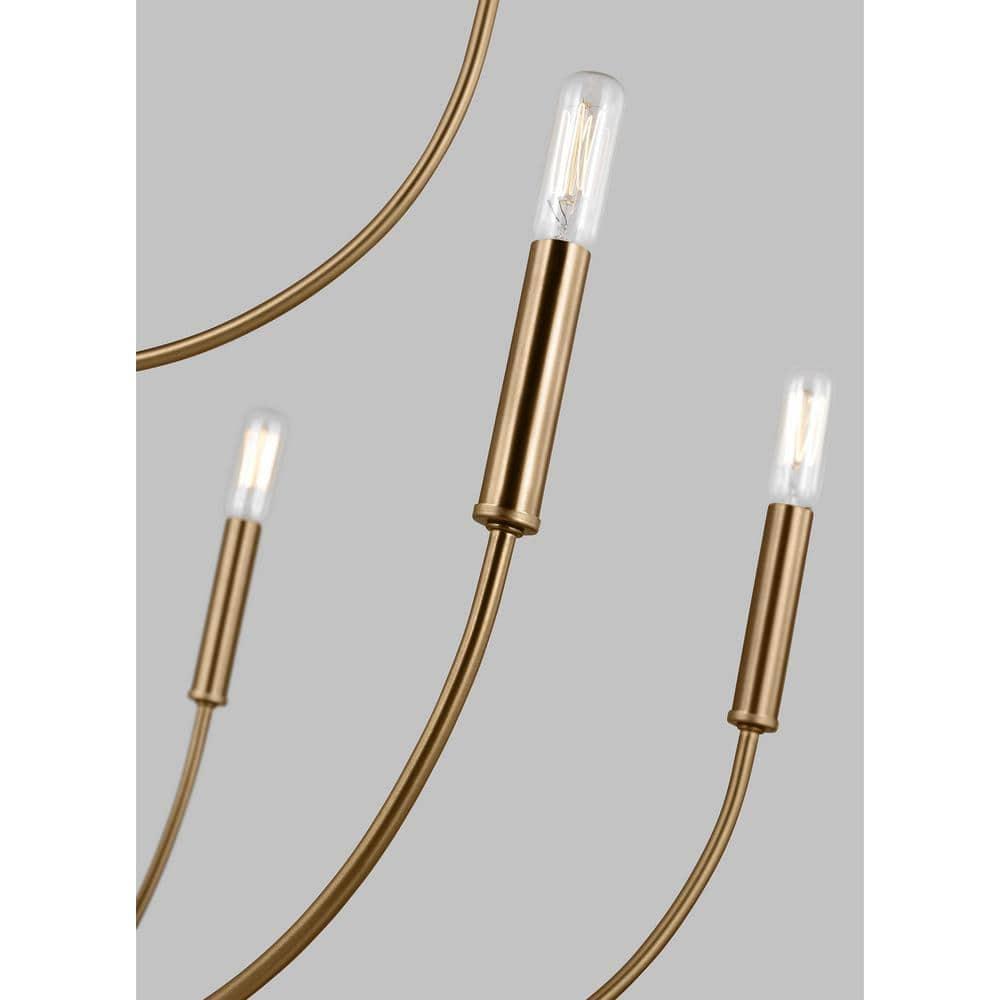 Elegant Satin Brass 9-Light Incandescent Chandelier with Clear Accents