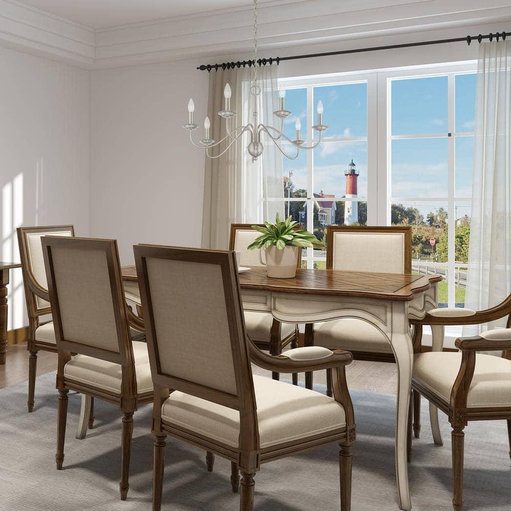Elegant Windsor Brushed Nickel 7-Light Plug-in Chandelier