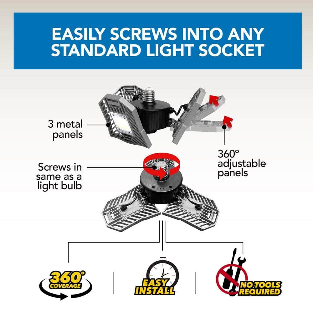 Bell + Howell Bell+Howell Triburst Multi-Directional 2000 Lumens Light, Screws Onto Any Standard Light Socket