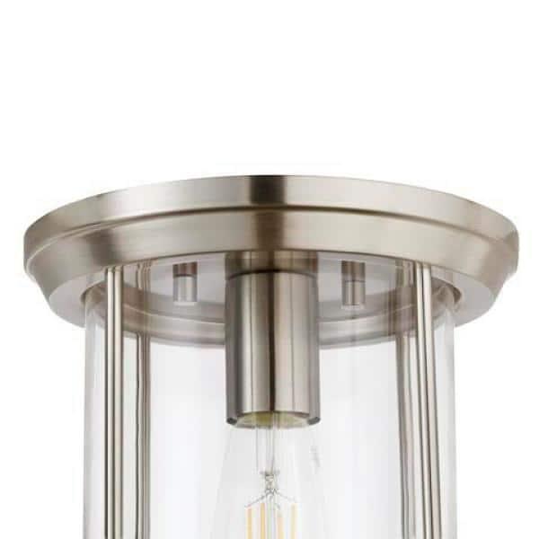 Hampton Bay Melrose Park 8 in. 1-Light Brushed Nickel Flush Mount