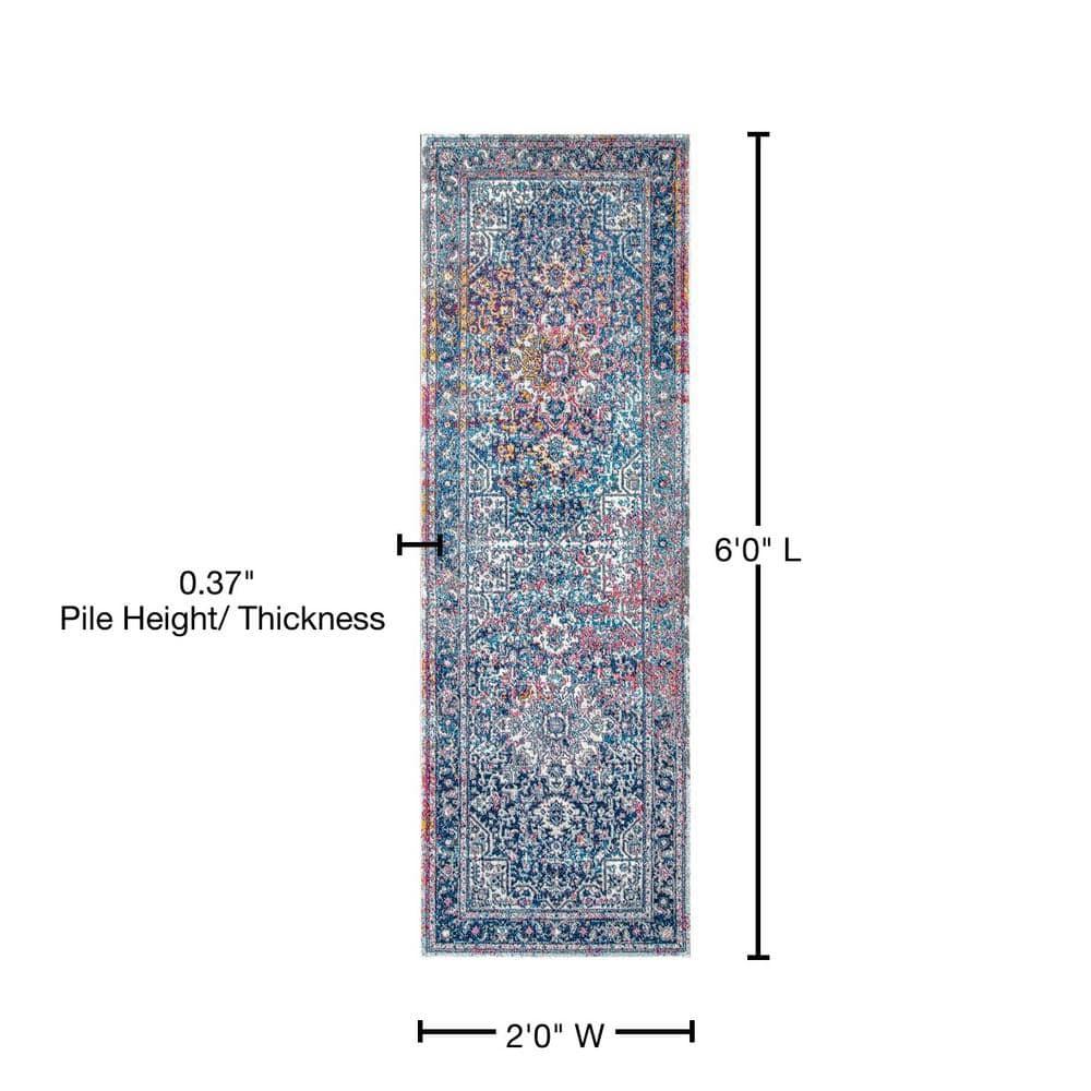 Nuloom Lilah Medallion 2x6 Runner Indoor Area Rug for Living Room Bedroom Dining Room Entryway Hallway Kitchen, Blue/Multicolor