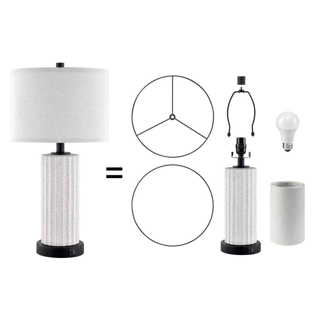 Kyrid 23''Ceramic Table Lamp Set of 2 Touch Control Bedside Lamps with USB Ports and AC Outlets (Bulbs Included)