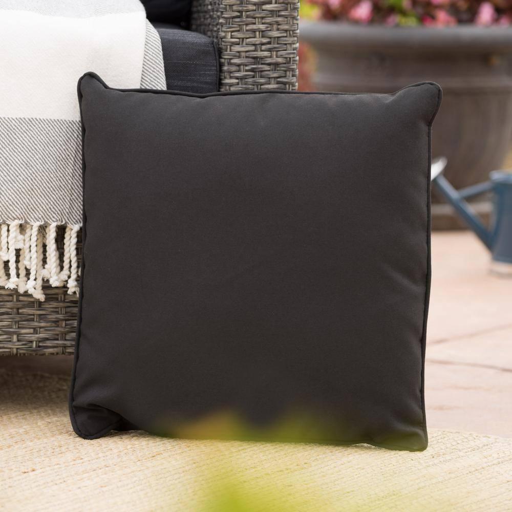 Noble House Coronado 18x18" Square Fabric Throw Pillow in Black