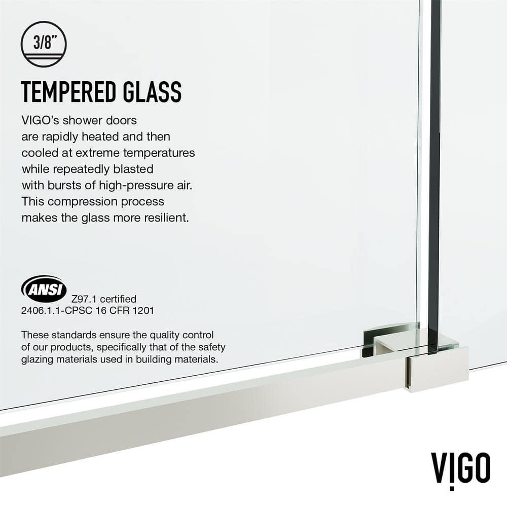 Elan Hart 56-60" W x 76" H Sliding Frameless Shower Door with 3/8" Clear Glass