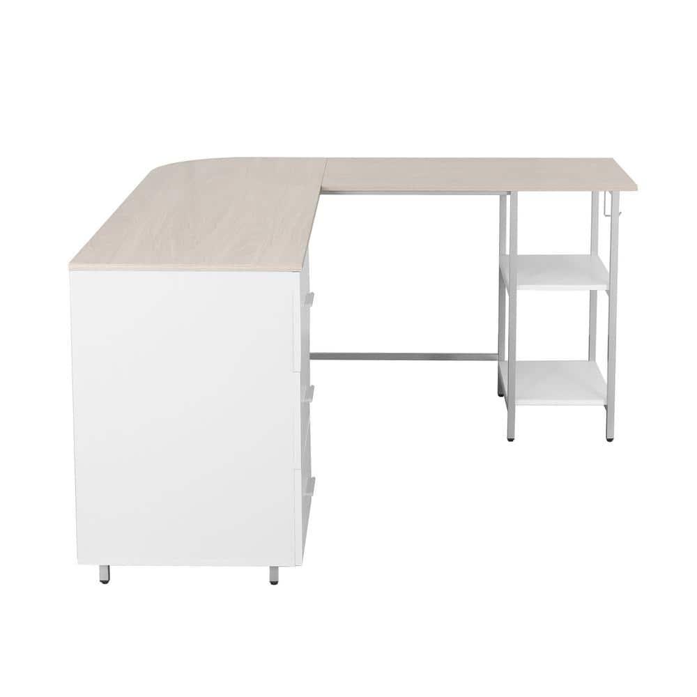 17 Stories Techni Mobili L-Shape Home Office Two-Tone Desk With Storage