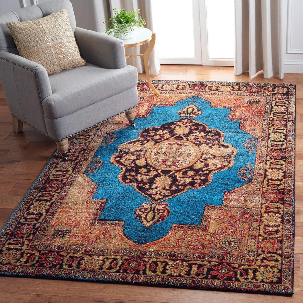 Vintage Hamadan VTH219 Power Loomed Indoor Accent Rug - Gold/Light Blue - 3'x3' - Safavieh