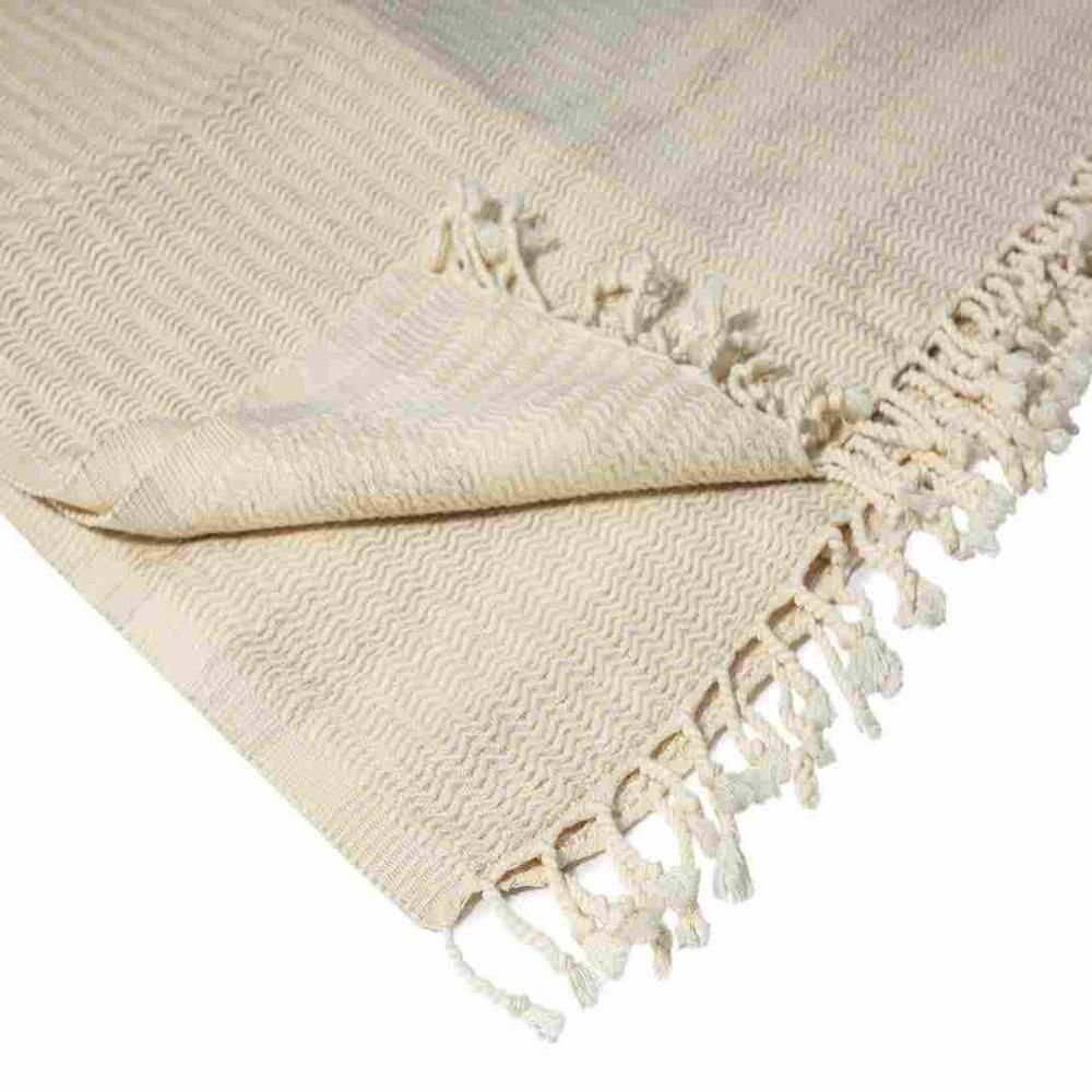 Ox Bay Beige Striped Ultra-Soft Turkish Cotton Throw Blanket, 50" x 60"